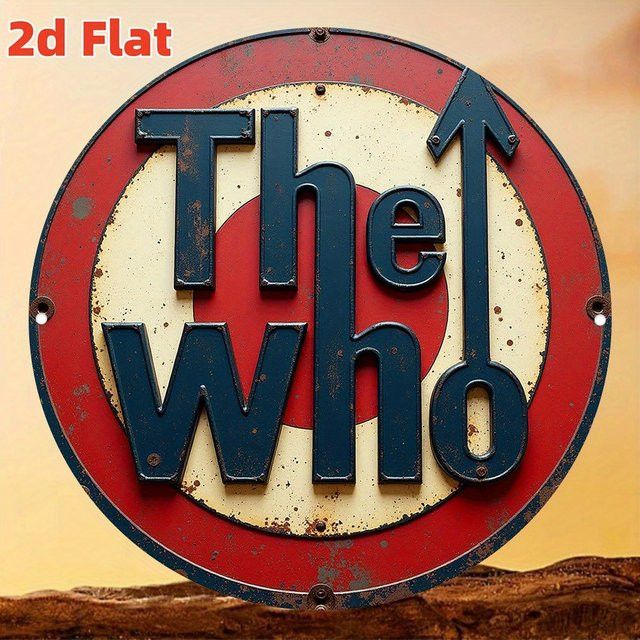 Rundes Aluminium-Wandkunstschild The Who im Vintage-Stil von Potdemiel in Rot-Weiß, Durchmesser: 19,81 cm - Bild 1