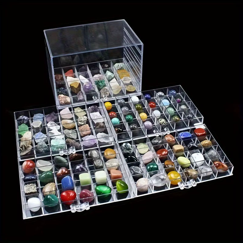 Kristallvitrine transparente Kunststoff-Aufbewahrungsbox für deine Sammlung von Natursteinen und Edelsteinen in rechteckiger Form - Bild 5
