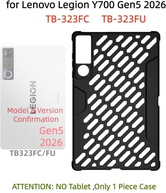 Flip Cover Hülle für Lenovo Legion Y700 Tablet Gen 3, Gen 4 und Gen 5, 8,8 Zoll, weiche TPU Rückseite, Schwarz - Bild 1
