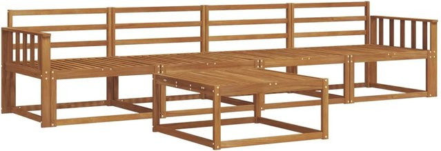 vidaXL Outdoor-Sofagarnitur aus Akazie Massivholz in Braun, 5-teiliges Set mit Tisch und Armlehnen - Bild 1