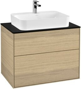 Villeroy & Boch Waschtischunterschrank Finion Wandbeleuchtung Oak Veneer Blau Matt B: 80 cm, H: 50,1 cm, T: 60,3 cm - Bild 1