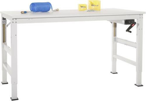 Manuflex Arbeitsgrundtisch UNIVERSAL Ergo K mit Melaminplatte, Grau und Grün, B/T/H: 100 x 80 x 72,2-102,2 cm - Bild 1