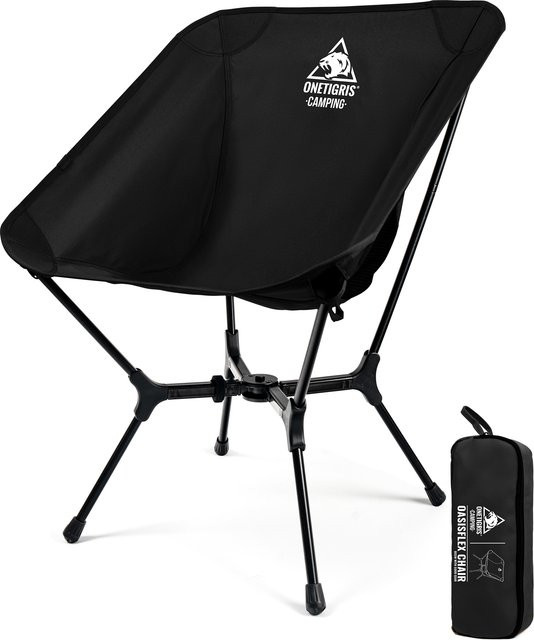 OneTigris OasisFlex Campingstuhl in Schwarz, leichter Outdoor-Gartenstuhl für Strand, Picknick und Sport - Bild 1