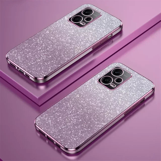Stoßfeste Handyhülle mit Luxus Gradient Glitter Beschichtung für Xiaomi Redmi Note 13 12 11 10 Pro Serie in Multicolour und Purple - Bild 1
