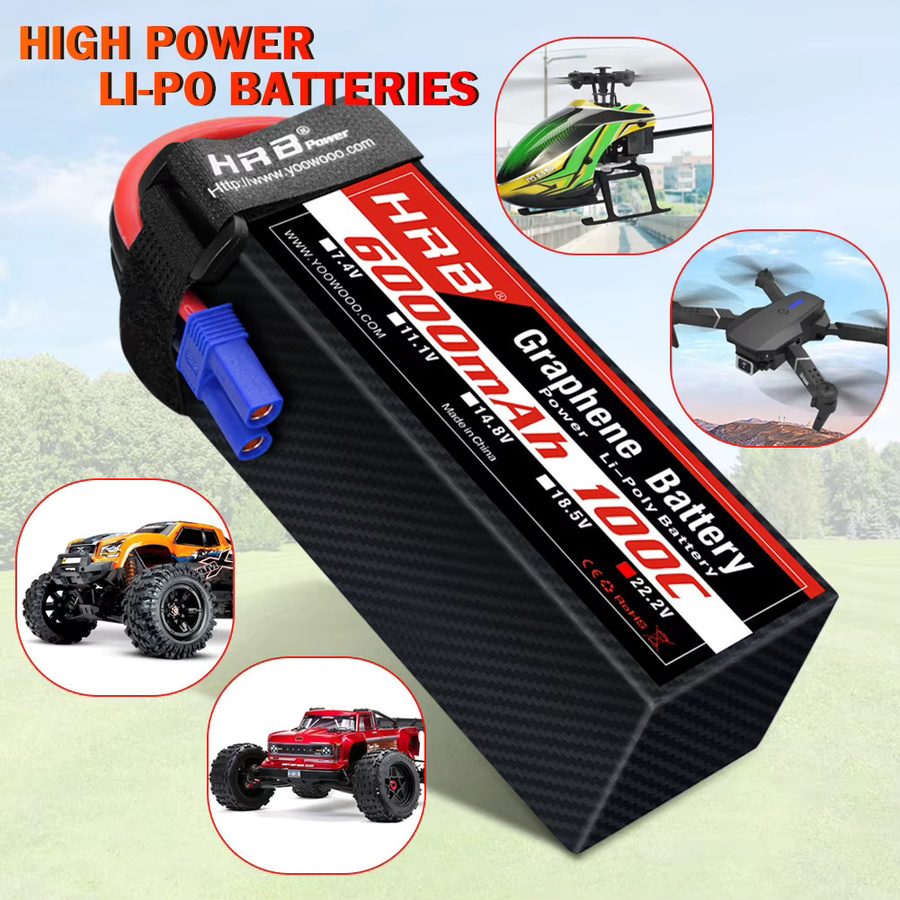HRB 6S Graphene LiPo Drohnenbatterie mit EC5-Anschluss, 22,2 V, 6000 mAh, 100C, Schwarz - Bild 3