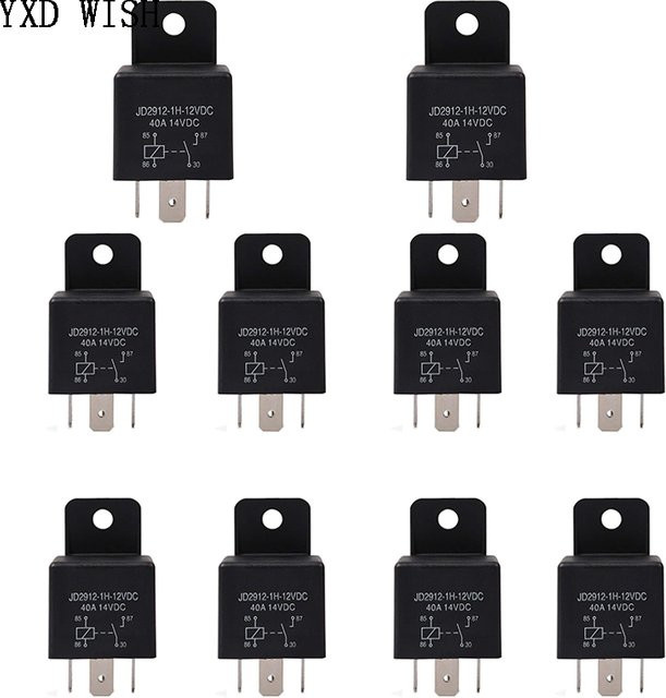 Mayitr 10er Set Wasserdichte Automotive Relais 4Pin 5Pin 40A für 12V 24V 28V in Schwarz - Bild 1