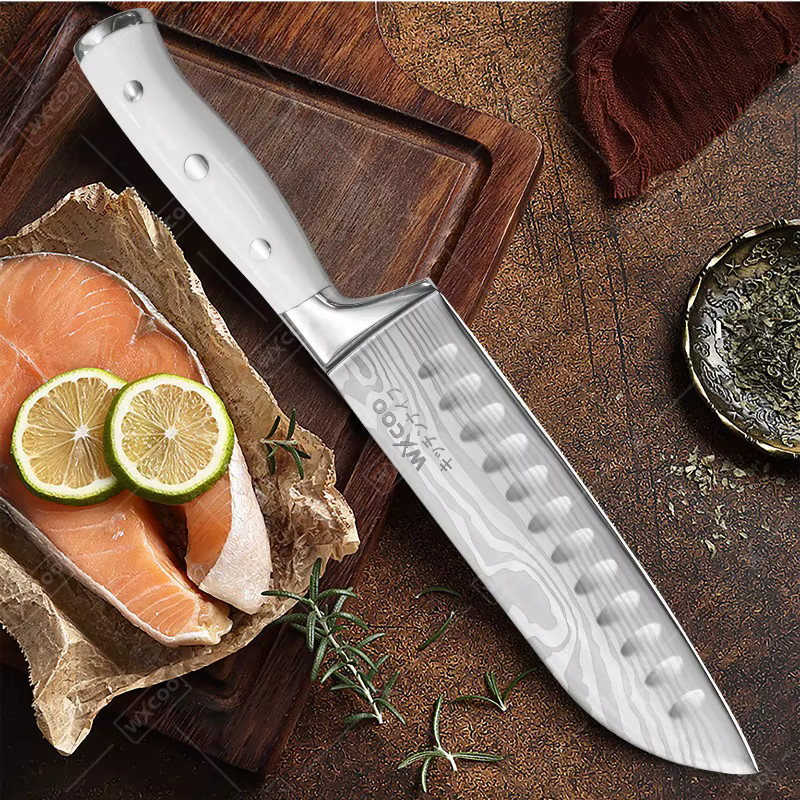 WXCOO Santoku-Messer mit Damaszener-Muster in Silber inklusive Geschenkbox - Bild 4