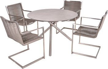 GARDEN PLEASURE Tischgruppe SIENNA, 5-teilig, Silber, Edelstahl und Kunststoff, B/T/H: 210 x 110 x 75 cm - Bild 1