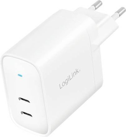 LogiLink USB-Steckdosenadapter PA0282 in Weiß mit 2x USB-C Power Delivery und 40 Watt GaN Technologie - Bild 1