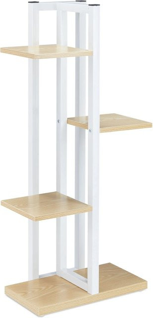 Relaxdays Blumenregal Leiter aus Stahl und MDF in Weiß, H x B x T: 93 x 42,5 x 22,5 cm - Bild 1