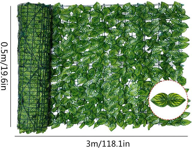 DIYelecs Künstliche Heckenwand als Sichtschutzrolle in Grün, UV-beständig und blickdicht, Typ D - Bild 1