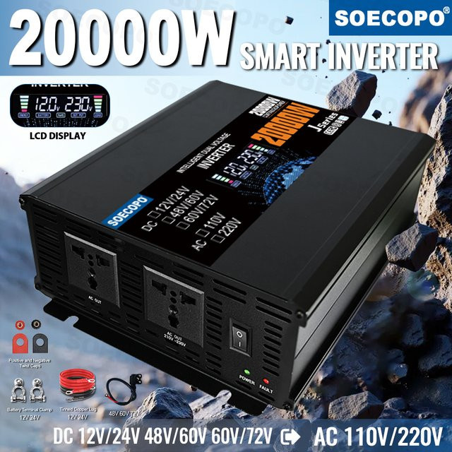 Soecopo Smart Inverter Solar Stromrichter 20000 W mit Dual Spannung Eingang DC 12 V/24 V/48 V/60 V/72 V zu AC 110/220 V für Haus und Camping - Bild 1