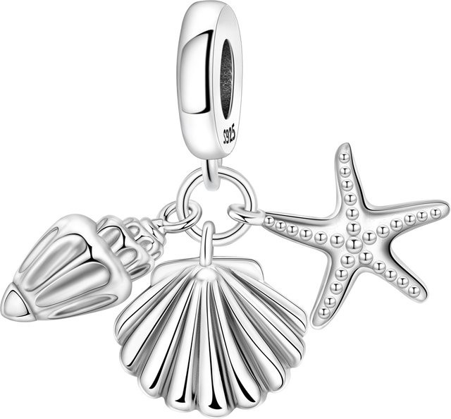PANPOKI Anhänger Muschel und Seestern, 925 Silber, Perle, Unisex - Bild 1
