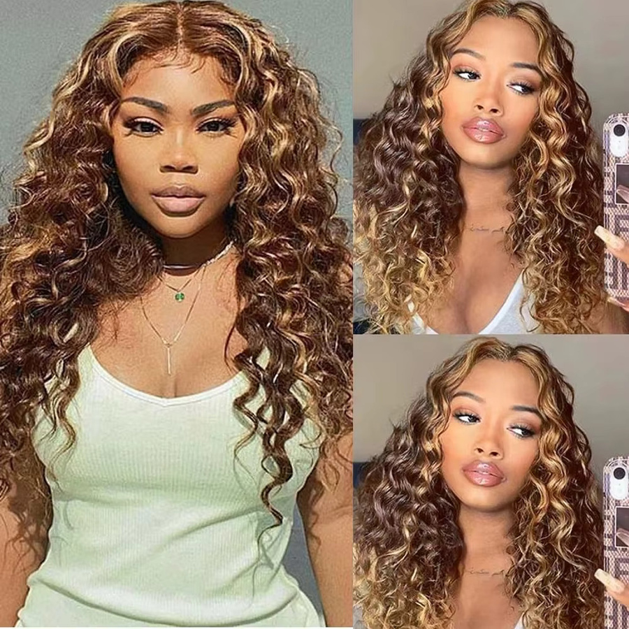 FIUMER Deep Wave Echthaar Perücke, 13x4 HD Lace Frontal, 250% Dichte - Bild 3