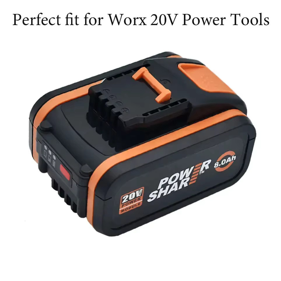 Worx Ersatzakku WA3553 WA3551 für 20V Li-Ion Akku-Werkzeuge, Schwarz, 8000 mAh - Bild 3
