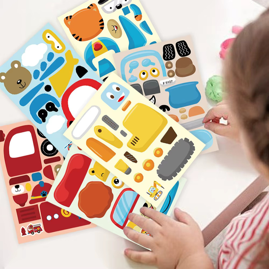 Charile Tier- und Fahrzeug-Puzzle-Aufkleber, 8/16 Blatt, Bunt / Mehrfarbig - Bild 4