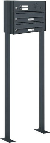 Freistehendes Briefkasten-System von AL BRIEFKASTENSYSTEME für 2 Parteien in Grau, B/H/T: 153,29 x 150,0 x 27,5 cm - Bild 1