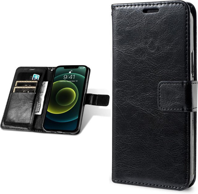 Leder Brieftasche Flip Case für Samsung Galaxy S24 Ultra S23 S22 S21 und A-Serie mit Kartenfächern in Schwarz - Bild 1
