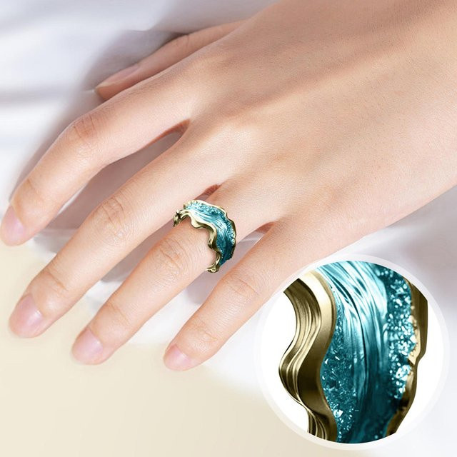 amydeal Meellenwellenring, offener Ring, Unisex, beige - Bild 1