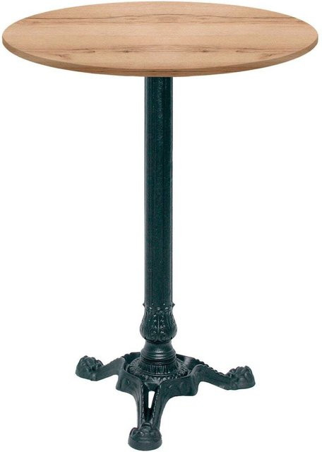 RestooTab Stehtisch Bistrot rund in Eiche Natur mit schwarzem Gestell, Durchmesser: 60 cm, Höhe: 113 cm - Bild 1