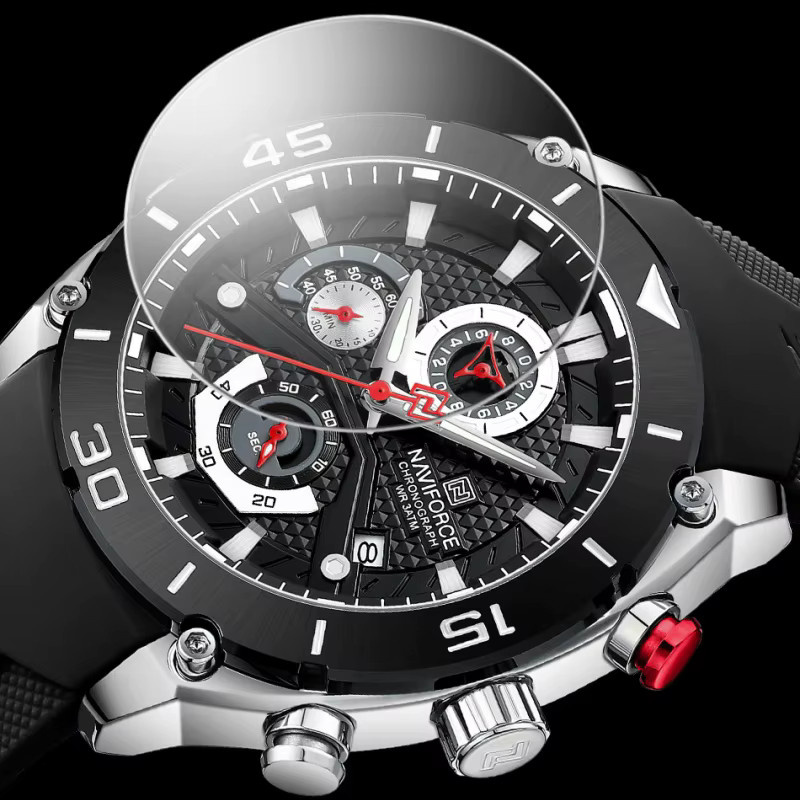 NAVIFORCE Chronograph, Quarz, Silikonarmband, Schwarz, Herren - Bild 6