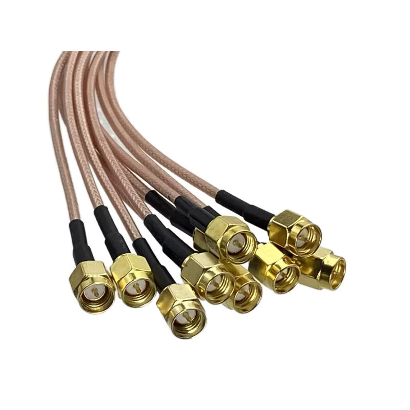 10er Set RG316 RF Jumper Pigtail Kabel mit SMA Stecker und SMA Buchse, Goldfarben, Länge: 10 cm bis 5 m - Bild 2