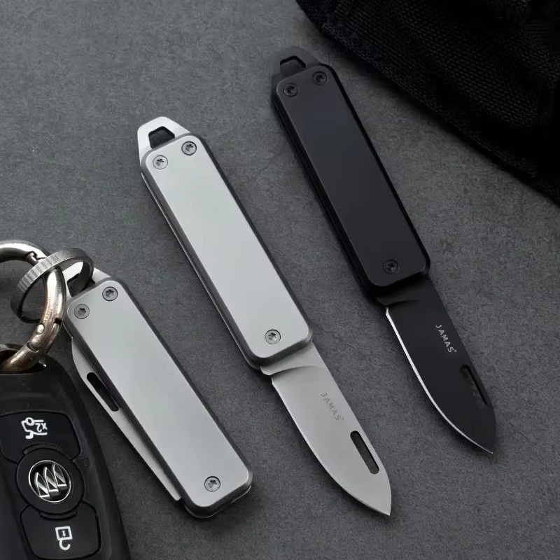 JIXIU EDC Mini Klappmesser aus Edelstahl in Schwarz für Outdoor und Camping - Bild 2