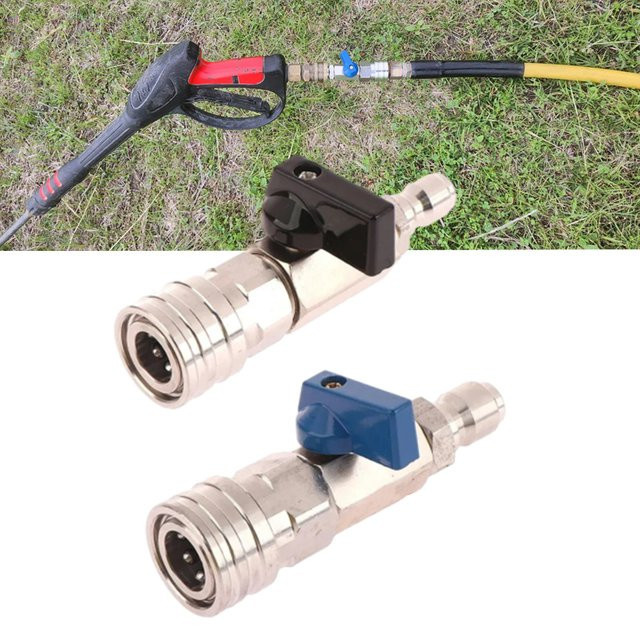 Hochdruckreiniger Kugelhahn-Kit mit Schnellkupplungen 3/8 oder 1/4 zur Durchflusssteuerung für Hochdruckreiniger-Schläuche, 4500 psi, Hellgrau/Silber - Bild 1