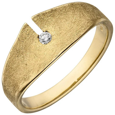 Colfem Ring 585 Gelbgold, eismatt, Diamant, Brillant, Damen, Ringgröße 54 - Bild 1