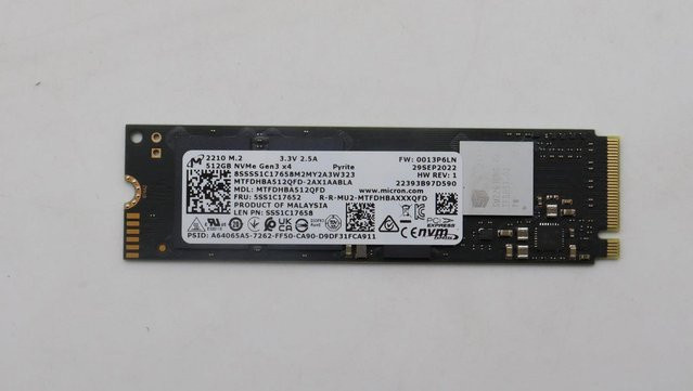 Lenovo Micron 2210 SSD 512GB M.2 PCIe 2280 Schwarz - Bild 1