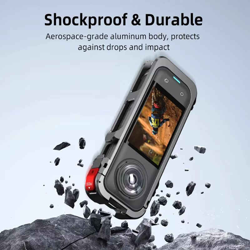 Insta360 X5 Zubehör-Set mit Metall-Schutzgehäuse, PU-Tasche, Kamerarahmen-Käfig, PC-Objektivschutzfolie und Silikonhülle - Bild 4