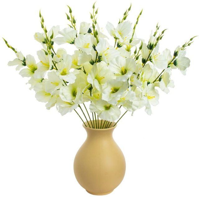Yusheng Künstliche Orchideen Blumen in Orange und Weiß für Hochzeiten und Dekoration - Bild 1
