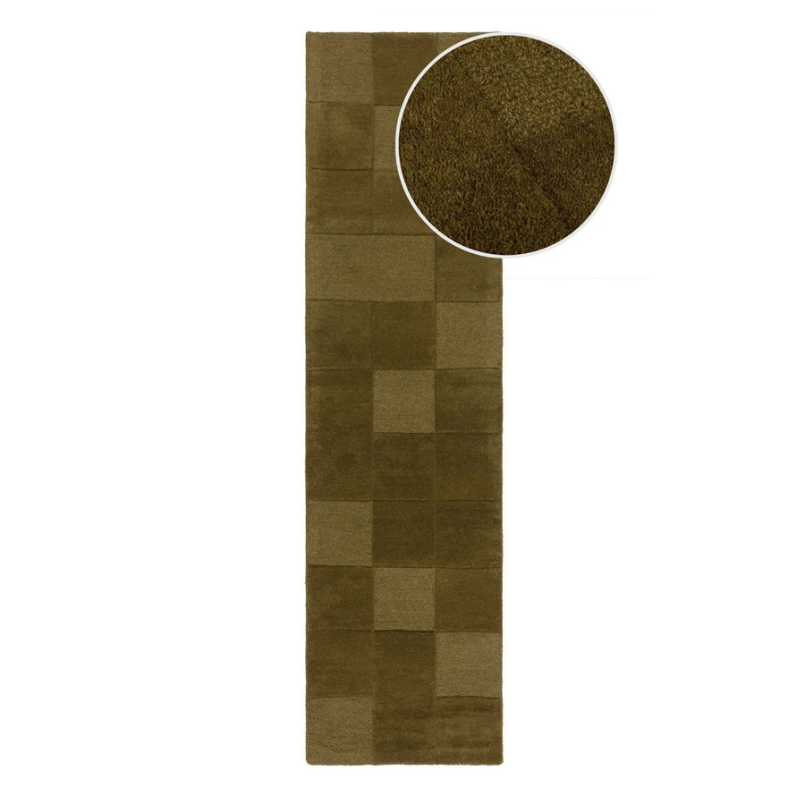 Flair Rugs Wollteppich Checkerboard Grün B: 60 cm, L: 230 cm - Bild 2