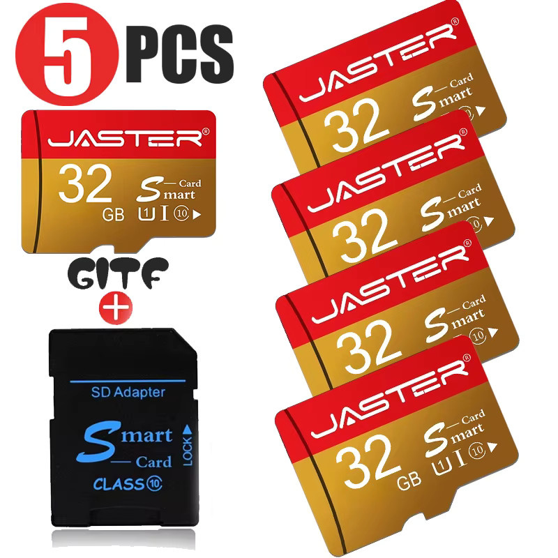 JASTER MicroSD Speicherkarte Class 10 in Gold, 5er Pack - Bild 1