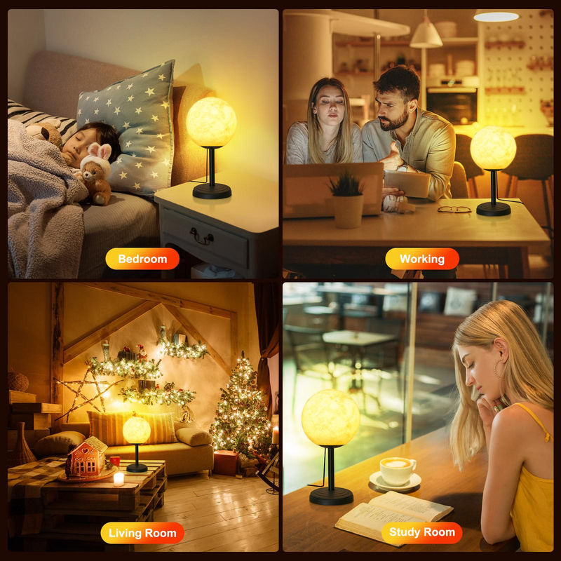 TOMTOP JMS 3D Mond Lampe als moderne LED Nachtlampe mit Dimmfunktion in Weiß oder Schwarz - Bild 5