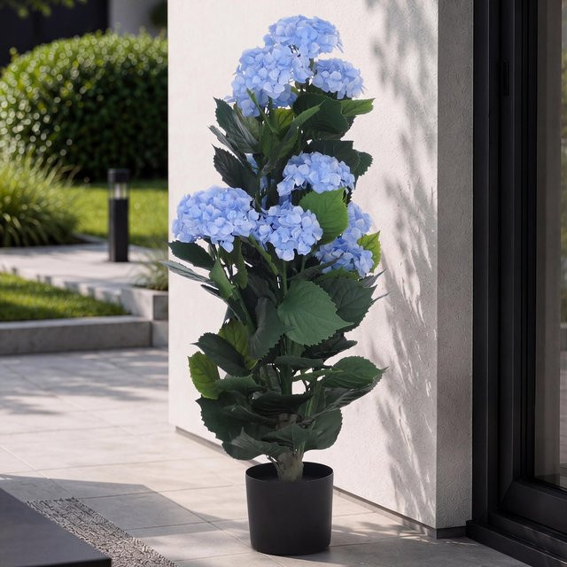Künstliche Hortensie MCW Q86 in Blau, Dekopflanze aus Polyethylen, H x B x T: 90 x 50 x 50 cm - Bild 1