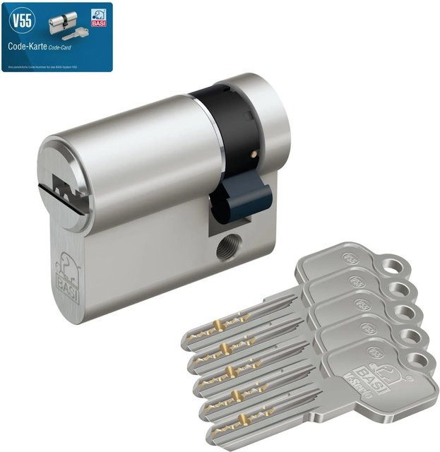 BASI V55 Profil-Halbzylinder in Silber, Verschiedenschließend, Maße: 10/35 mm - Bild 1