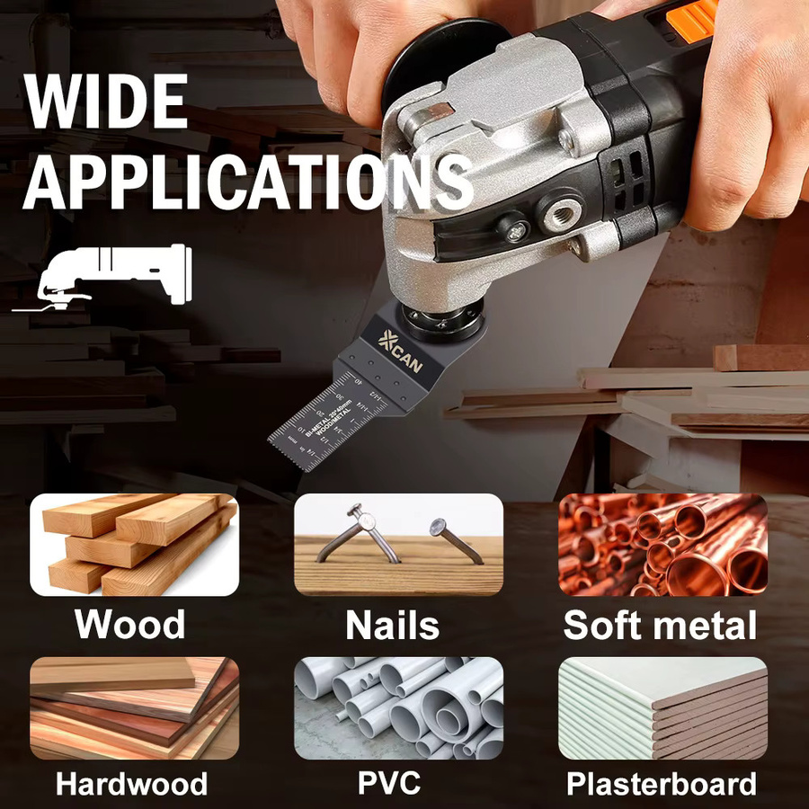 XCAN Bimetall Multitool Sägeblätter mit gebogener Kante zum Schneiden von Holz, Metall und Kunststoff, Breite: 20 mm - Bild 5