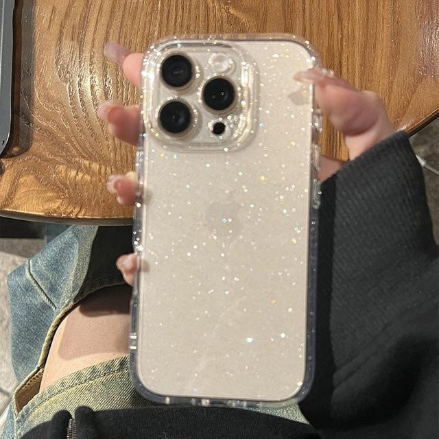Yiran Glitzer Handyhülle Transparent mit Bling-Effekt für iPhone 16 Pro Max und weitere Modelle, Stoßfeste Bumper Abdeckung in Klar - Bild 1