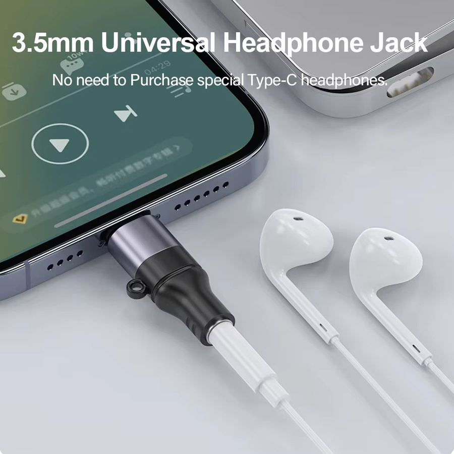 TekaGene USB-C auf 3,5mm Klinke Kopfhöreradapter in Grau für iPhone, Samsung und Xiaomi - Bild 2