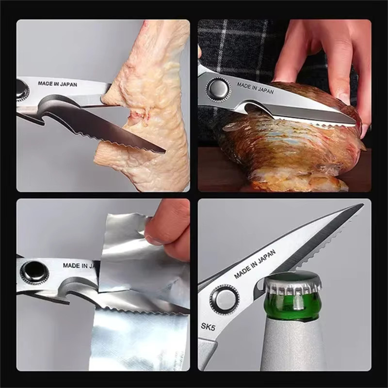 Professionelle Multifunktions-Küchenschere aus Edelstahl in Silber für Geflügel, Fisch und Knochen - Bild 2