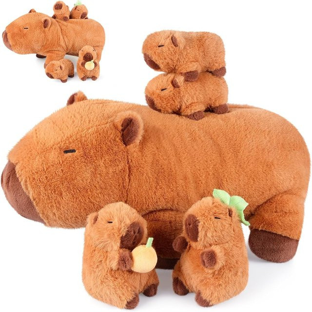 5-in-1 Capybara Plüschtiere Set, Weiches Plüschkissen, ab 3 Jahre - Bild 1