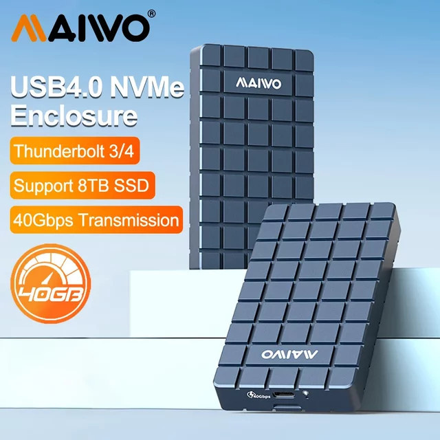 MAIWO USB 4.0 M.2 NVMe SSD-Gehäuse mit 40 Gbit/s, kompatibel mit Thunderbolt 3/4 und Typ-C, unterstützt bis zu 8 TB Solid-State-Laufwerke - Bild 1