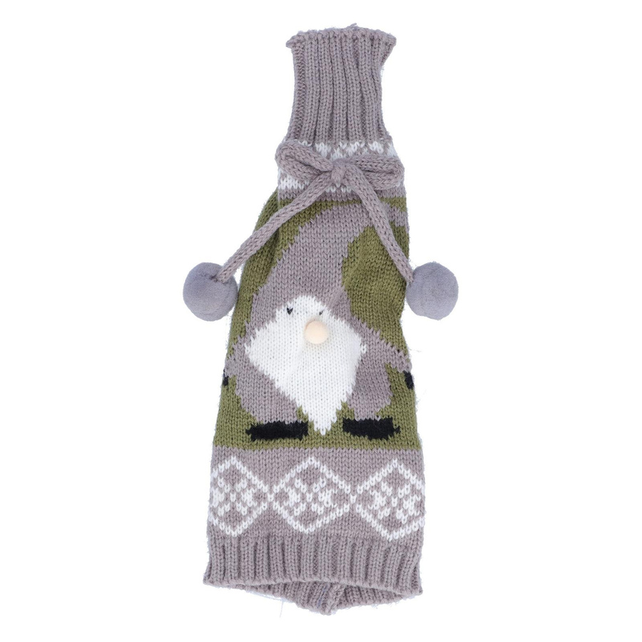 OutsideWorld Gestrickte Weinflaschenhülle in Rot und Grün für Weihnachten, Hochzeiten oder Geburtstagsfeiern - Bild 1