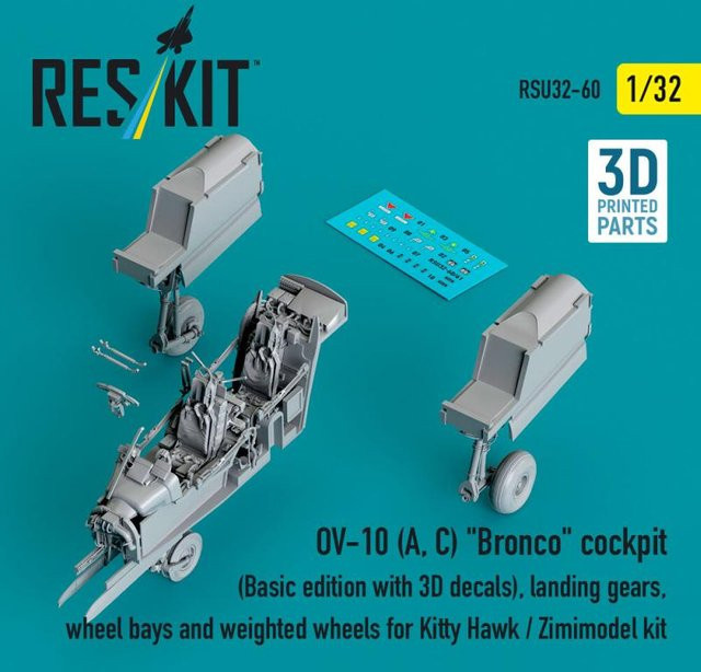 Kitty Hawk OV-10 (A, C) Bronco Cockpit, 3D Printed, Basic Edition mit 3D Decals, Fahrwerk, Radschäch und beschwerten Rädern - Bild 1