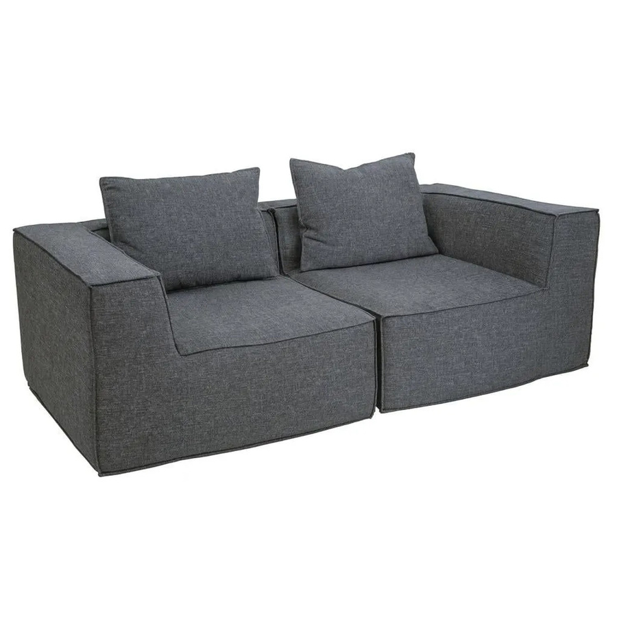 MCW 2er-Sofa O54 Modular Loungesofa aus Stoff in Dunkelgrau, B/T/H: 194 x 63 x 97 cm - Bild 2