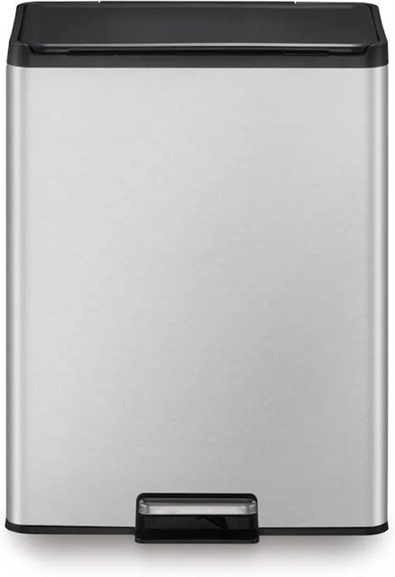 PROREGAL Rechteckiger Treteimer aus gebürstetem Edelstahl mit Soft Close und Stay Open Deckel, Silber, H x B x T: 59,2 x 33,8 x 46,2 cm, 40 Liter - Bild 1