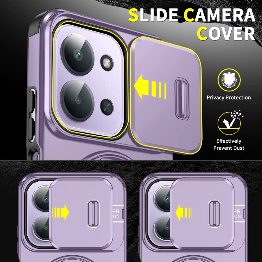 Magnetische rotierende Handyhülle mit Smart-Schiebefenster für Xiaomi Redmi A5 15C 15 in Orange und Purple - Bild 4