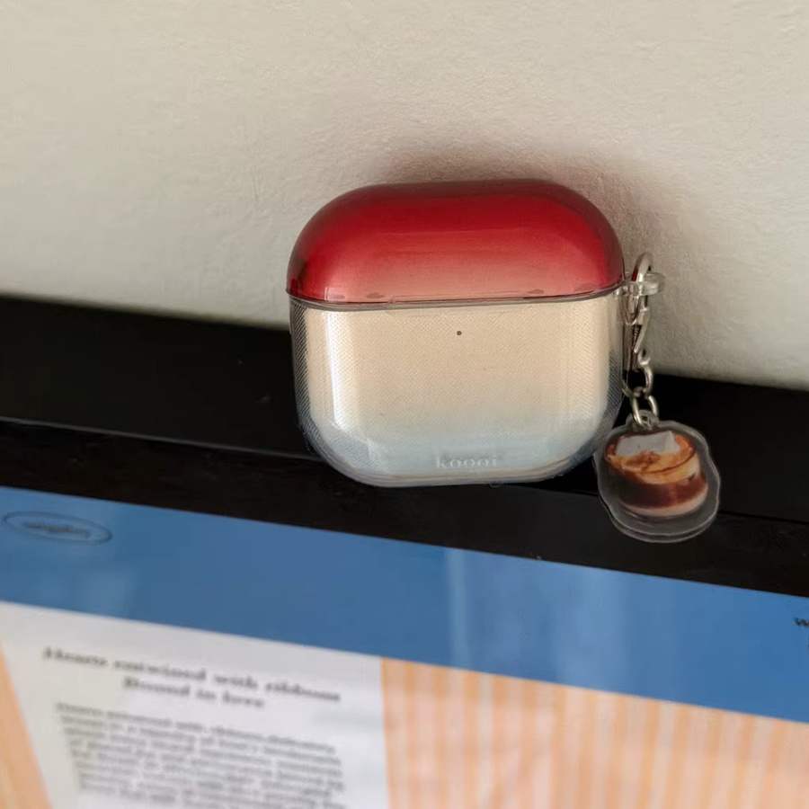 Stoßfeste Schutzhülle für Apple AirPods 1, 2, 3, 4 und Pro 2 mit Kaffee-Anhänger in Transparent Rotbraun Farbverlauf - Bild 2