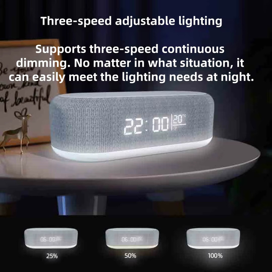 Bytelike 4-in-1 Nachttischlampe in Weiß mit 15W kabellosem Ladegerät, Wecker und dimmbarer Touch-Funktion - Bild 3